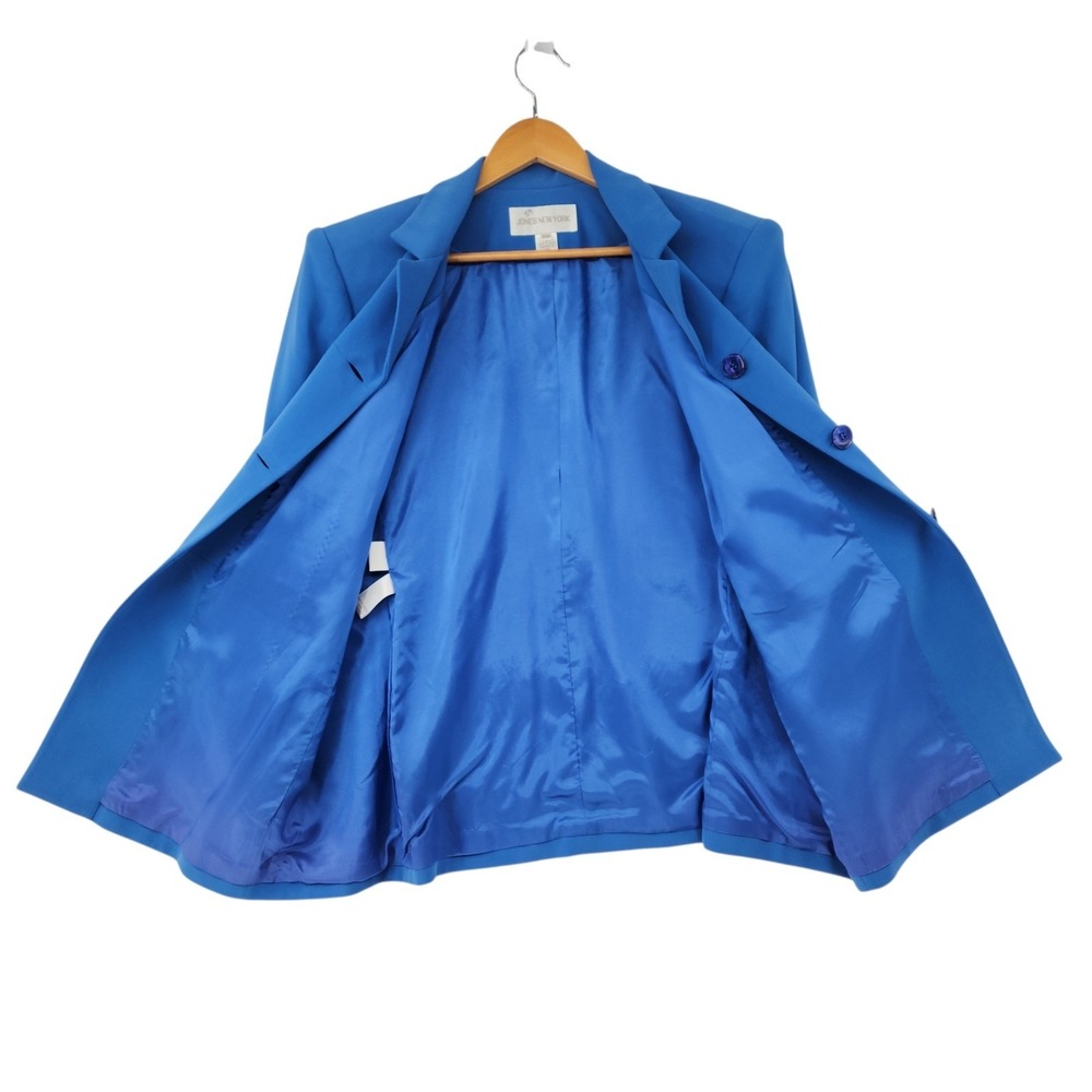 Jones New York Skirt Suit 16W Silk Blue 3 Button Business Office Luxury NEW $352 - Picture 2 of 15